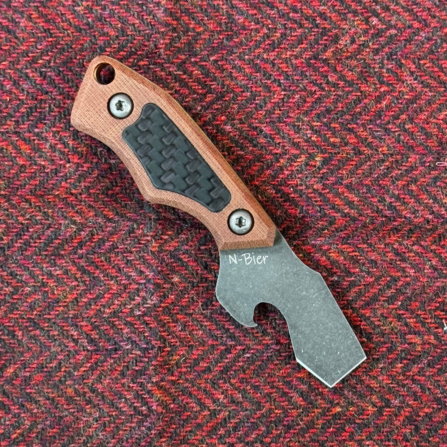N-Bier Natural Micarta gelbe Liner Carbon Inlay