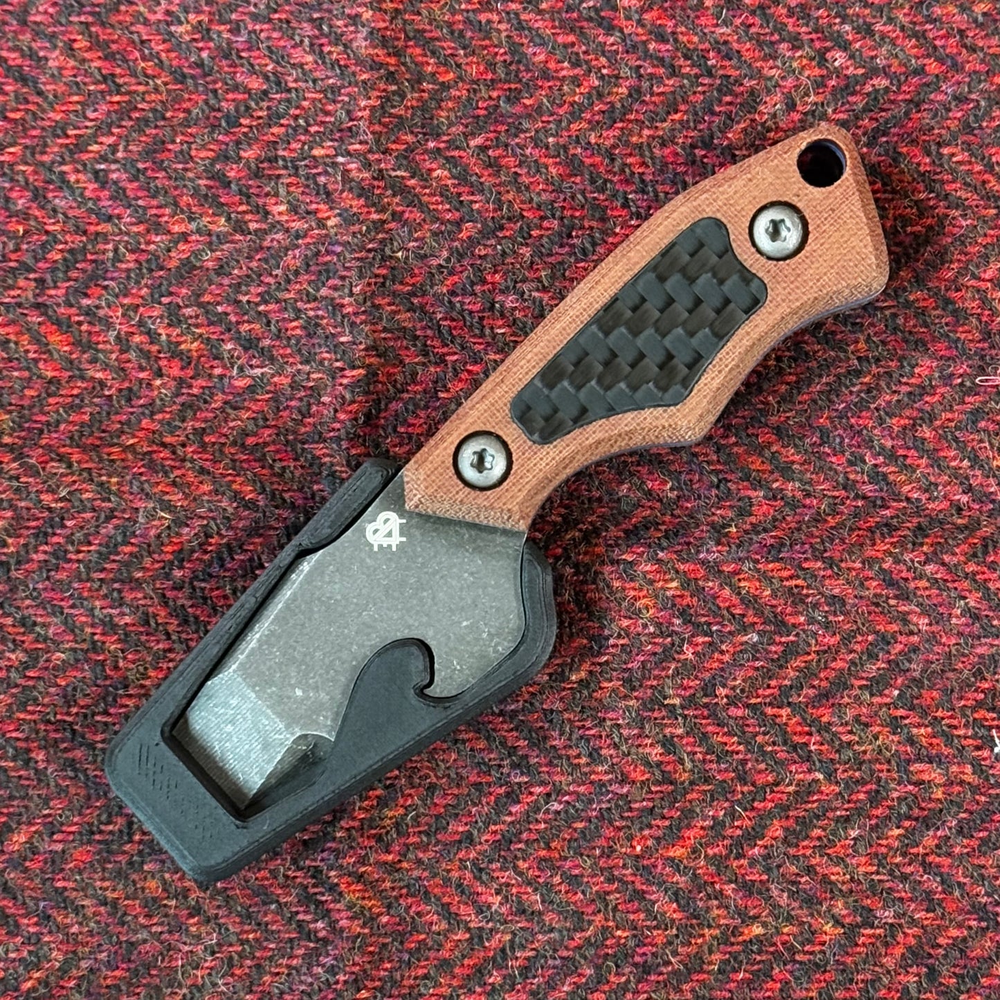 N-Bier Natural Micarta blaue Liner Carbon Inlay