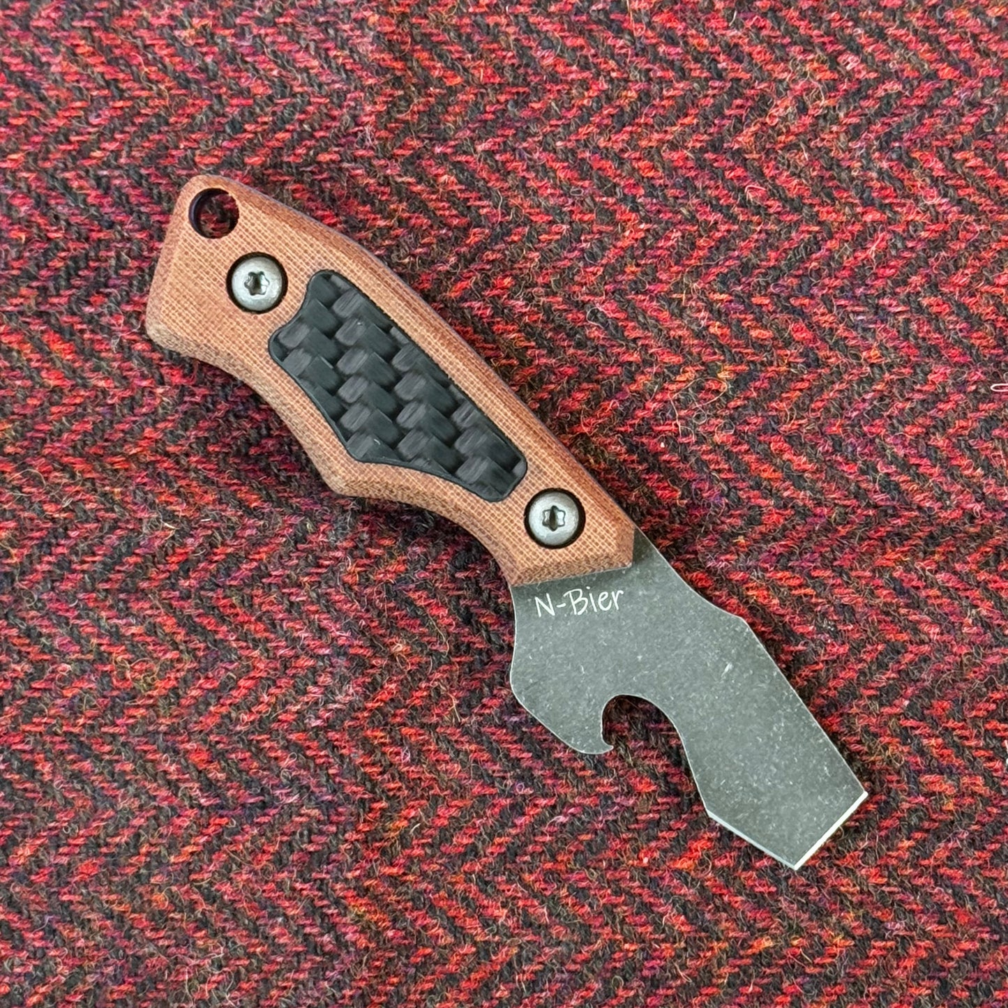 N-Bier Natural Micarta blaue Liner Carbon Inlay