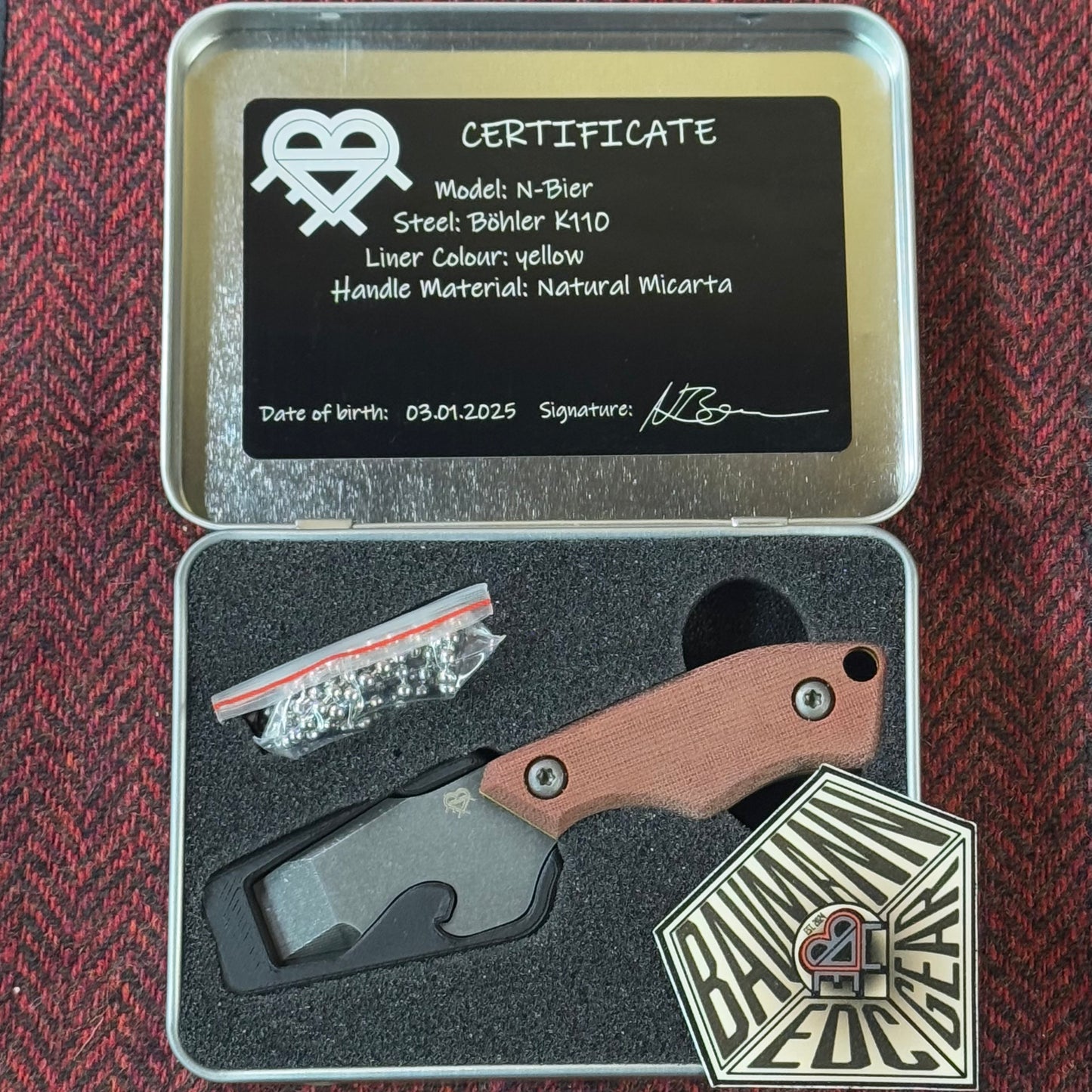 N-Bier Natural Micarta gelbe Liner