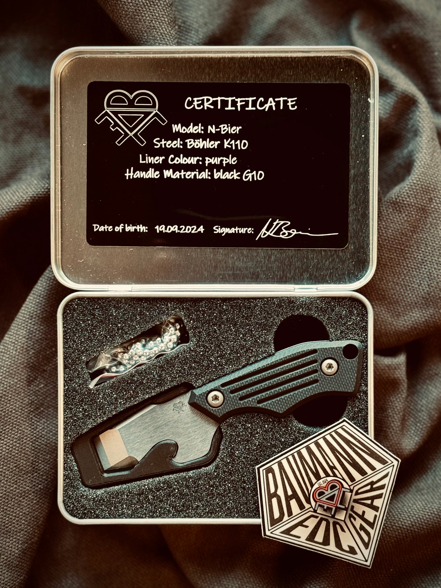 N-Bier schwarzes G10 lila Liner