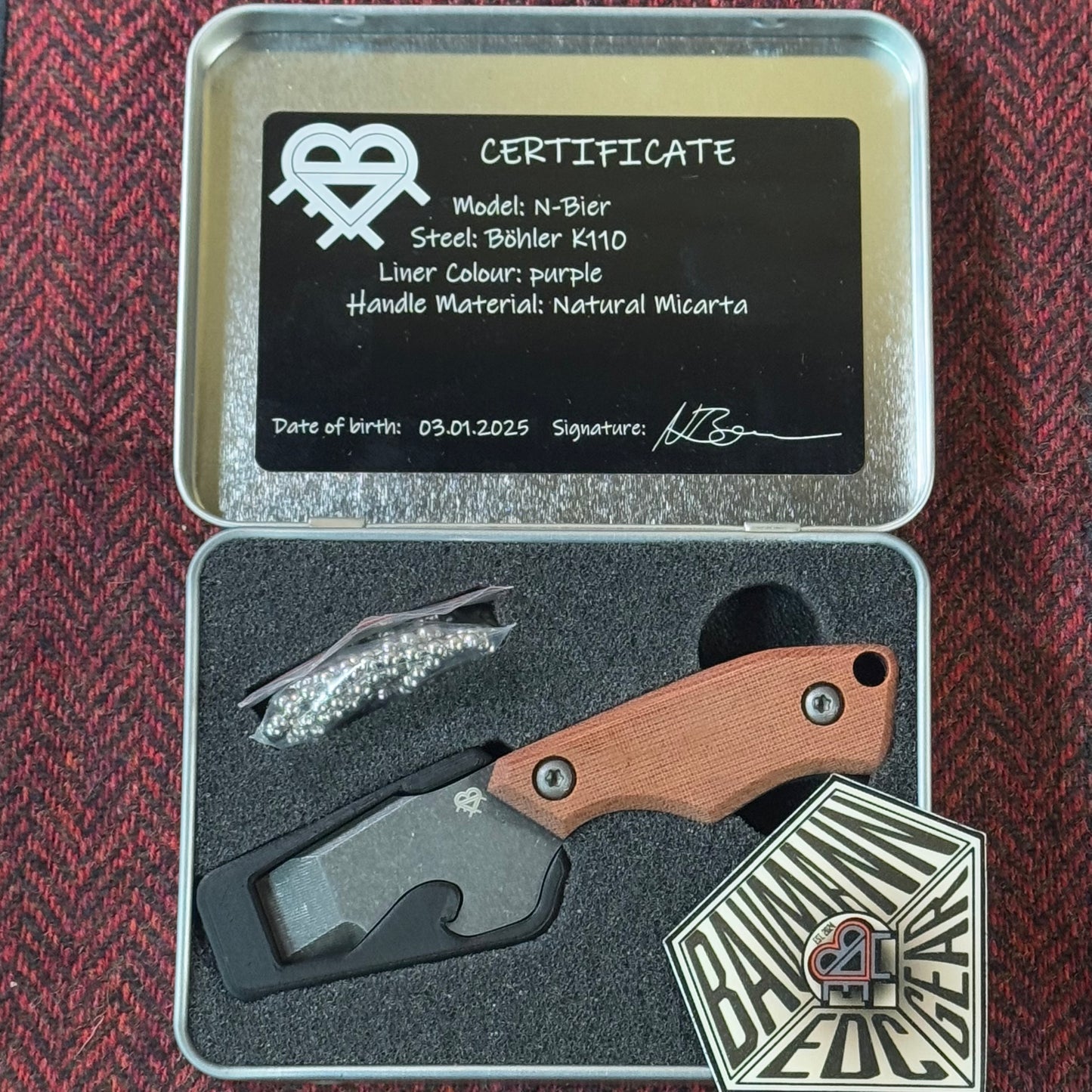 N-Bier Natural Micarta lila Liner