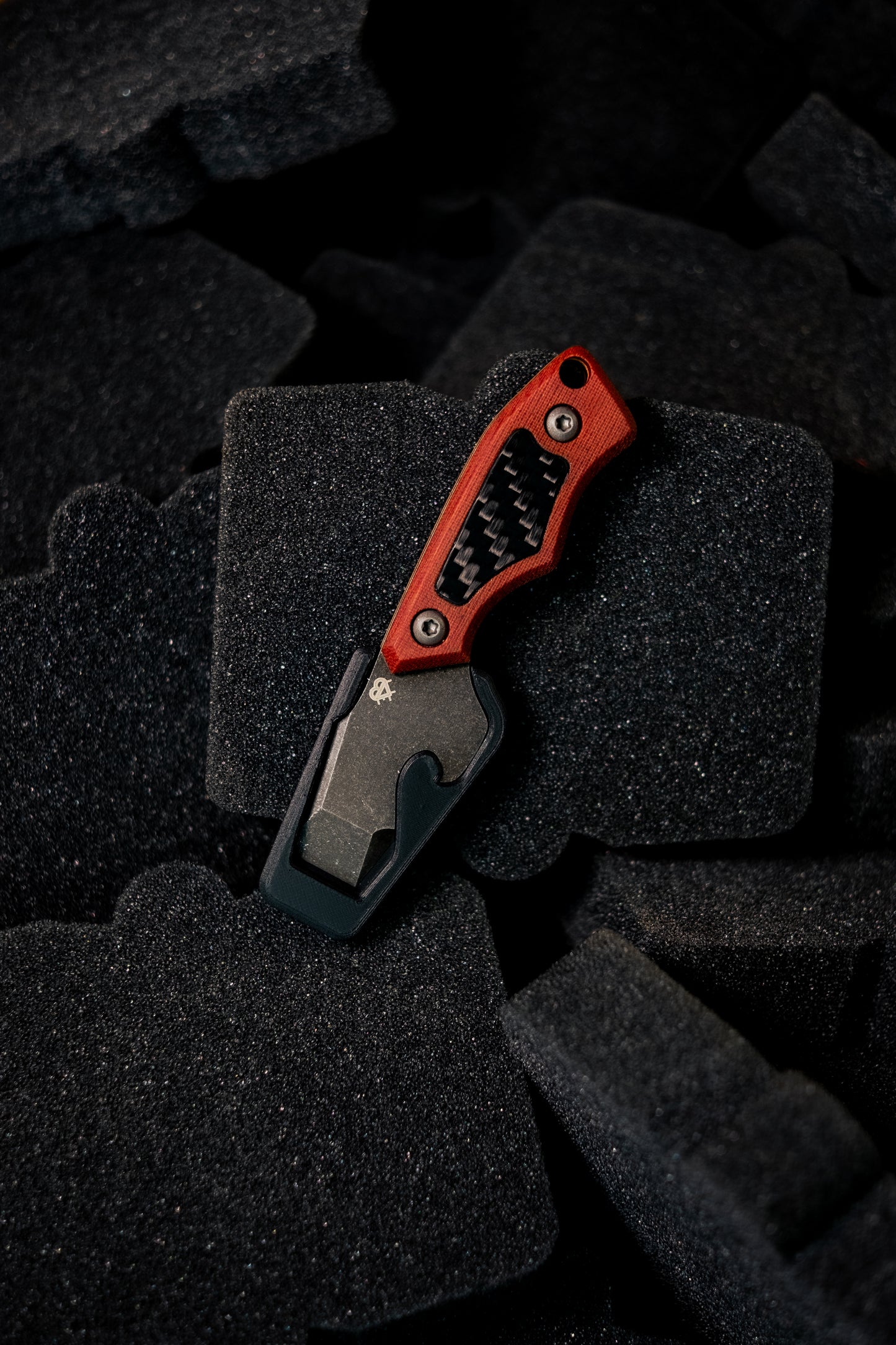 N-Bier Natural Micarta orangene Liner Carbon Inlay